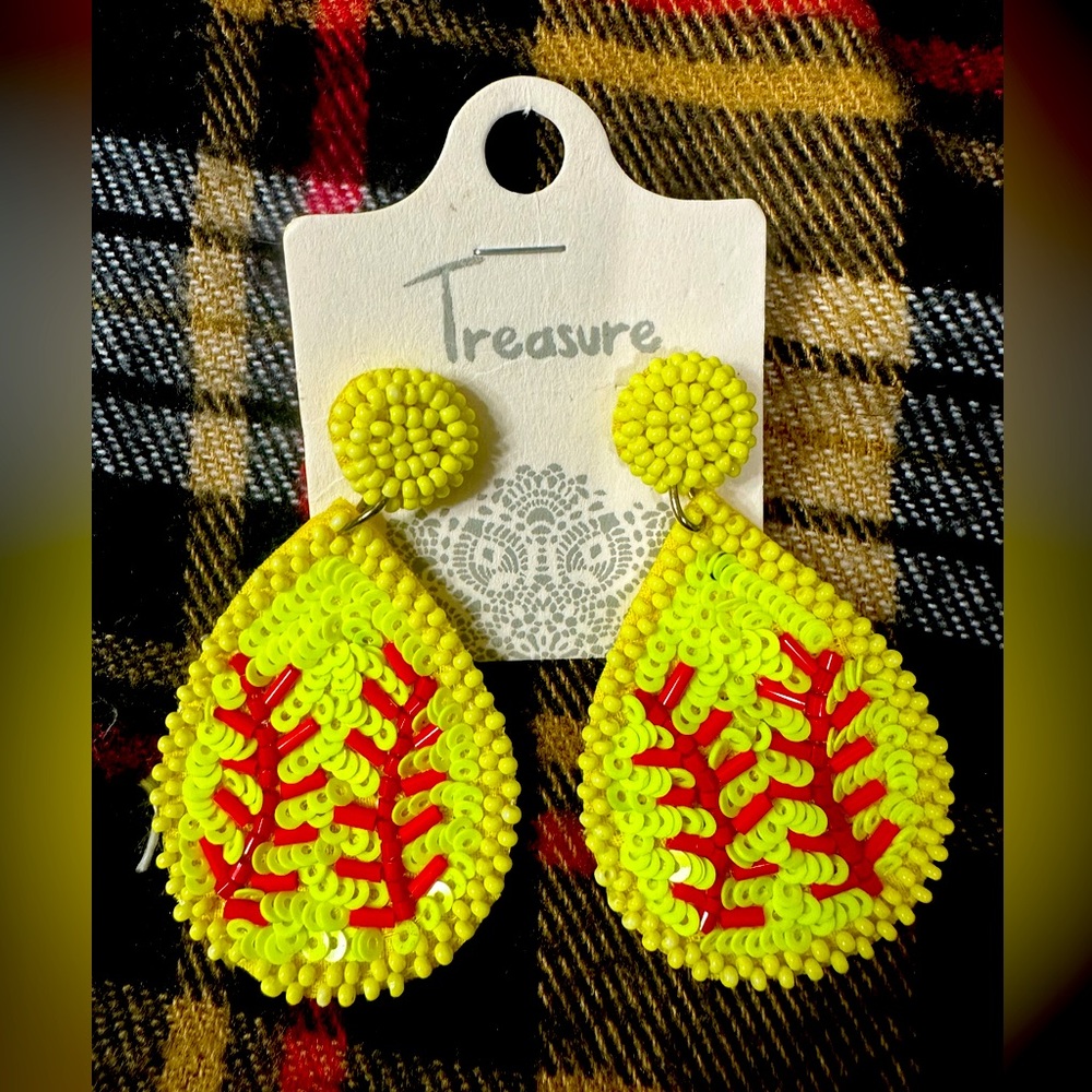 NEW Beaded Softball Earrings